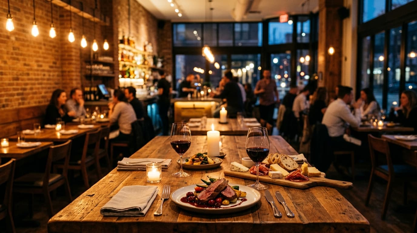 Cinder & Field evening dining atmosphere